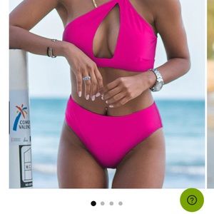 Hot pink one shoulder brand new swim suit